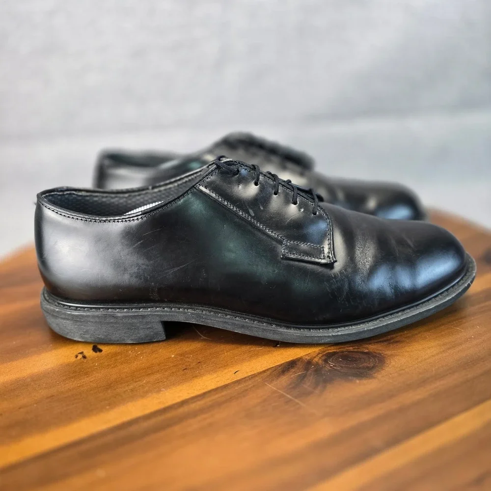 Bates Mens High Gloss Oxford Uniform Shoes Black E00968C‎ Vibram Sole Size 13 D